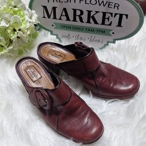 Clarks Dark Red Leather Slip-On Shoes